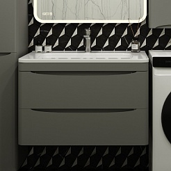 Style Line Мебель для ванной Бергамо Мини 80 подвесная серая Люкс антискрейтч Plus – фотография-4